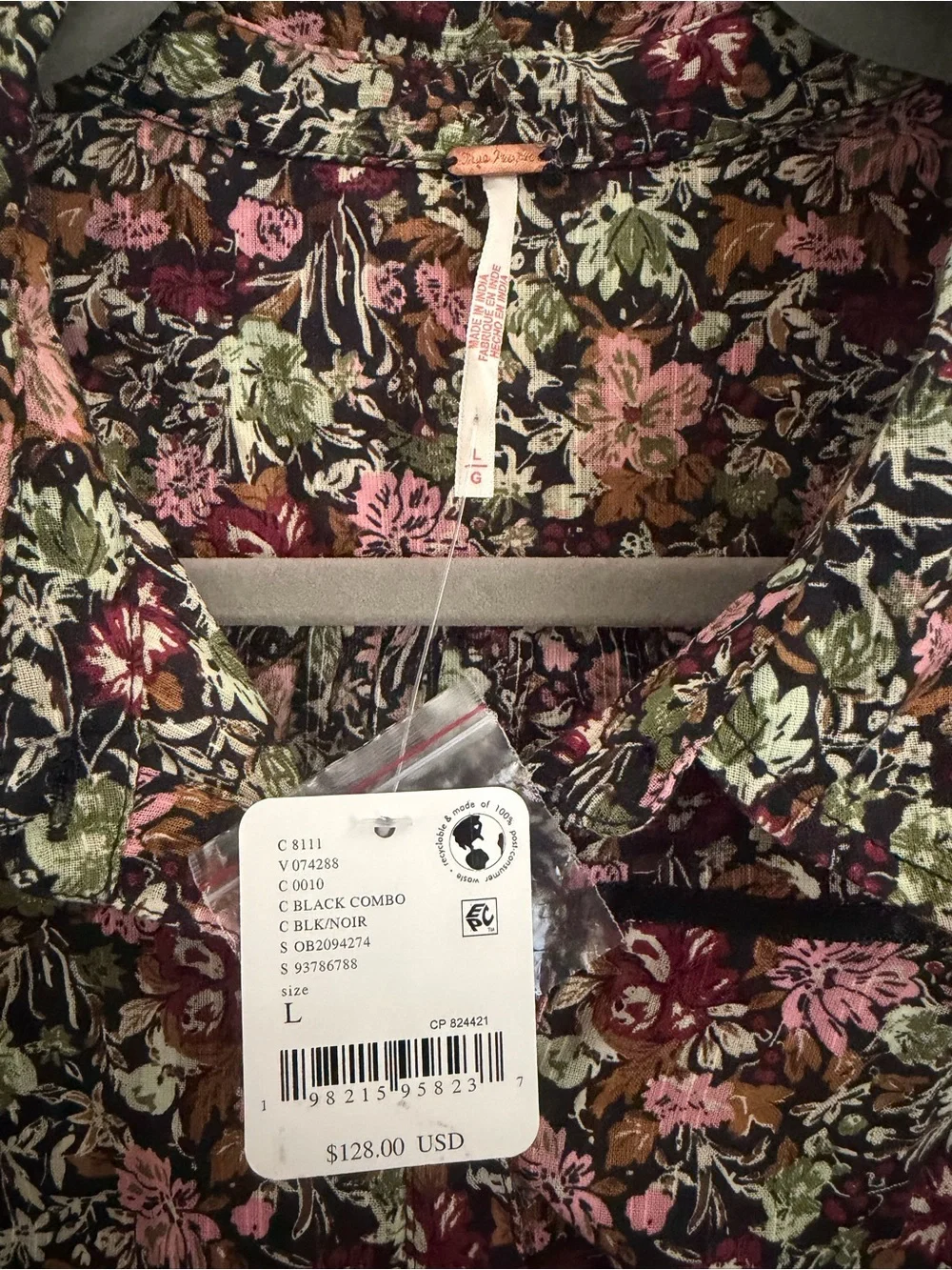 NWT Free People Daybreak Floral Print Long Sleeve Shirt Size Large